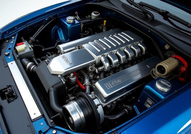 Ruang mesin mobil yang bersih seperti baru